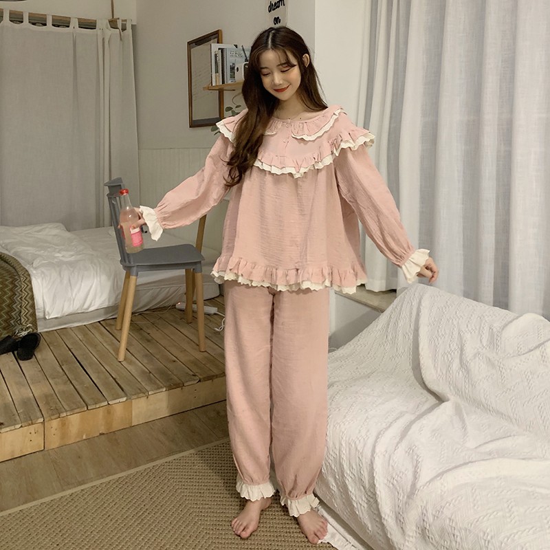 Đồ ngủ tiểu thư ngọt ngào dễ thương kiểu Hàn Quốc | BigBuy360 - bigbuy360.vn