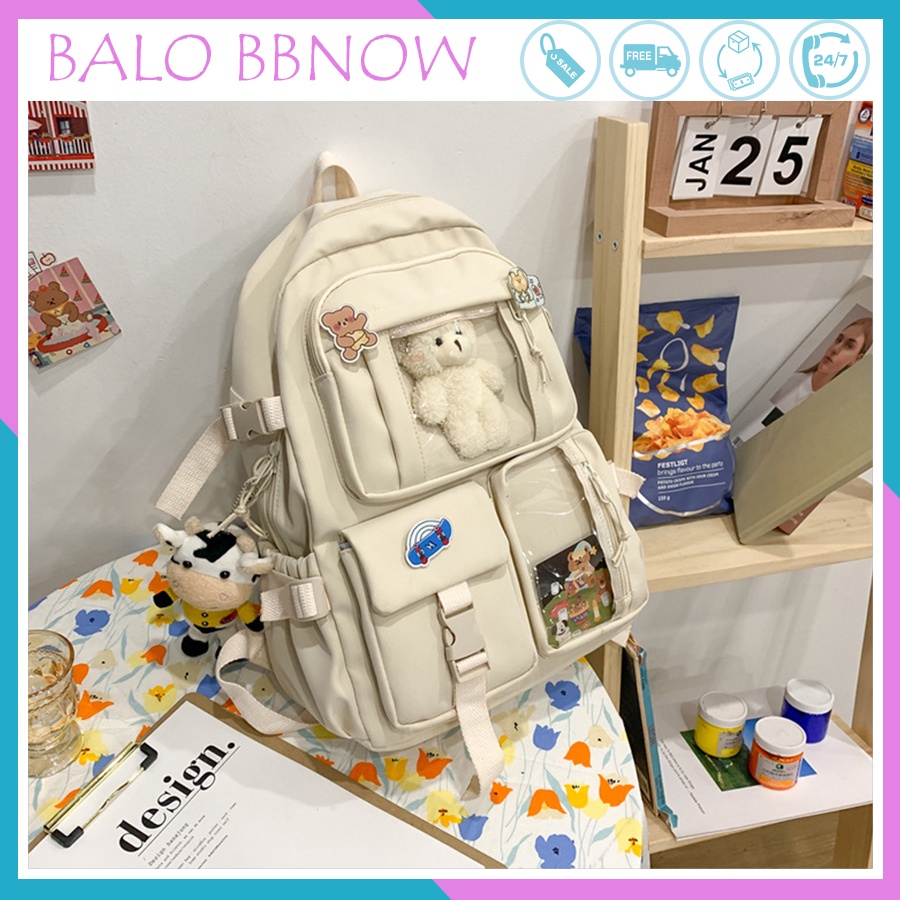 Balo nữ đi học giá rẻ thời trang đẹp cá tính BBNOW BL2 - tặng kèm sticker dễ thương