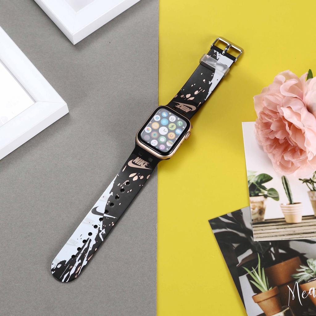 Dây Đeo Đồng Hồ apple watch Series 7 SE 6 5 4 3 2 1 Correa Thay Thế 38 40 41 42 44 45mm In Họa Tiết Graffiti Thời Trang