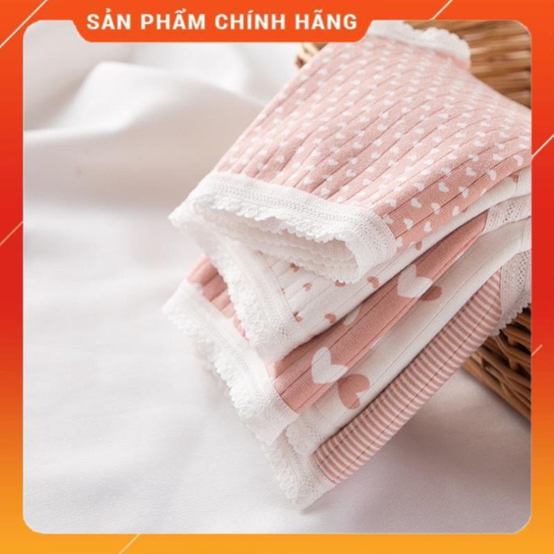 Quần Lót Cotton Tăm Co Dãn 4 Chiều Tim Hồng Dễ Thương