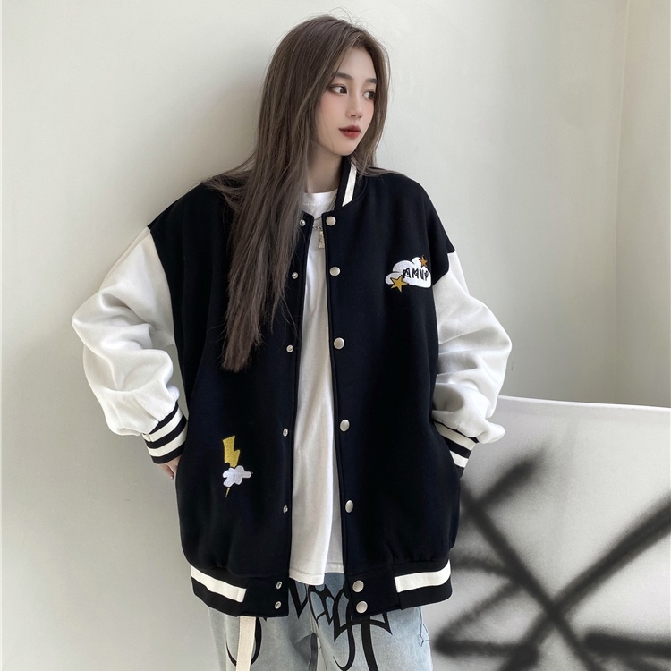 Áo khoác bomber nam nữ 2 lớp Yinxx, áo khoác nỉ varsity jacket form rộng AK14