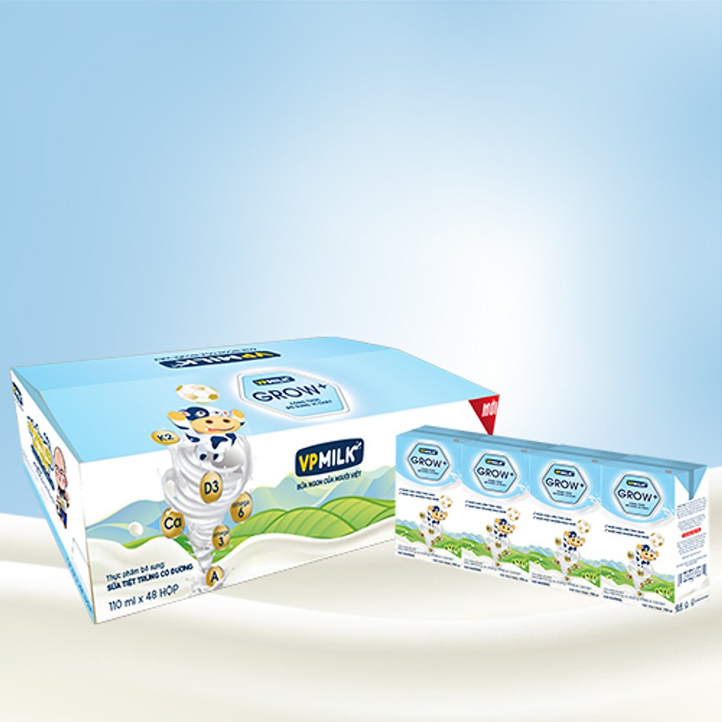 Sữa tươi tiệt trùng VPMilk Grow + 110ml - 48 hộp