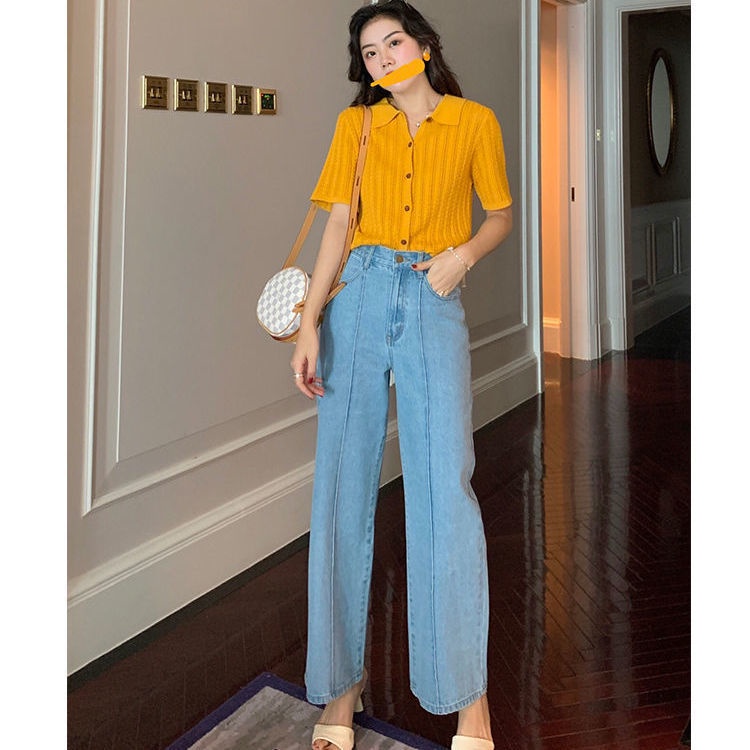 01097 áo polo Tay Ngắn Dáng Rộng Vải Lụa Lạnh Mỏng Thời Trang Mùa Hè Hàng Mới Dành Cho Bạn Nữ 2021 | BigBuy360 - bigbuy360.vn