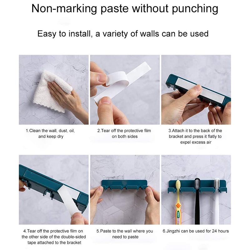 Giá Đỡ Treo Bàn Chải Đánh Răng/Dao Cạo Râu Dán Tường Không Cần Đục Lỗ 3 Ngăn Có Thể Tái Sử Dụng Cho Nhà Ở/Văn Phòng/Phòng Tắm