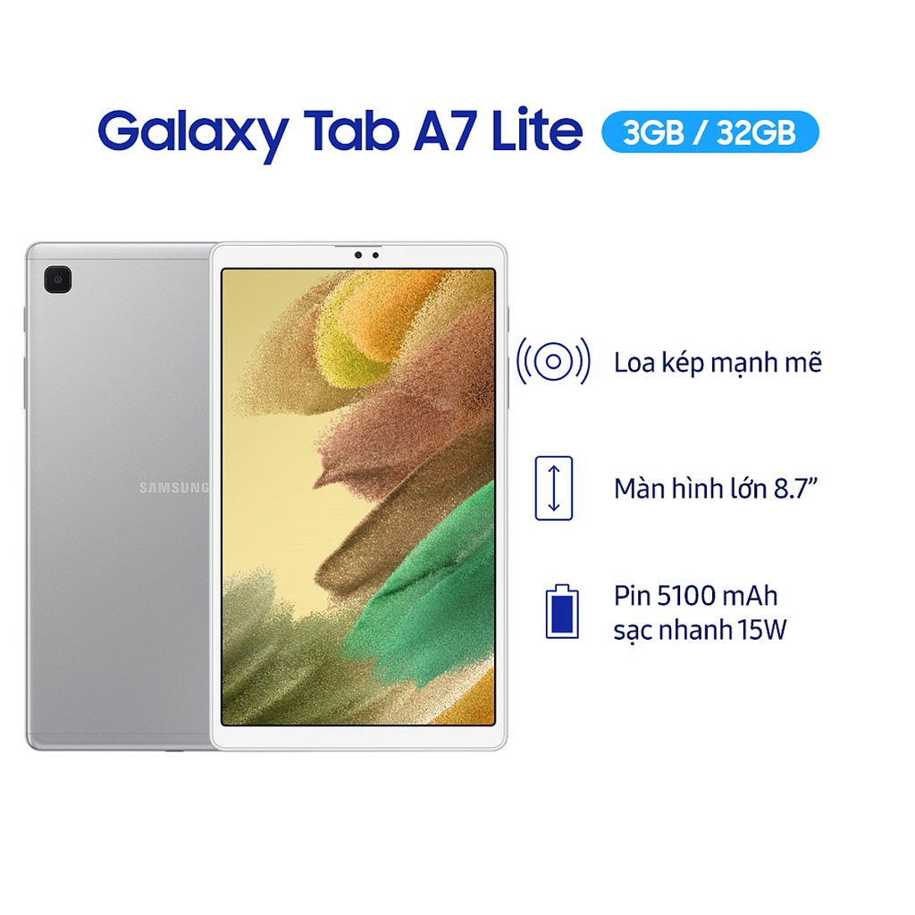 Máy tính bảng Samsung Galaxy Tab A7 Lite LTE (SM-T225) Nguyên Seal, Mới 100% - Hàng Chính Hãng, Bảo hành 12 Tháng