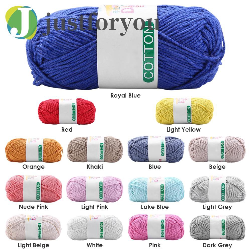 Set 2 cuộn len sợi cotton nhiều màu tùy chọn dùng đan khăn choàng/mũ cho bé