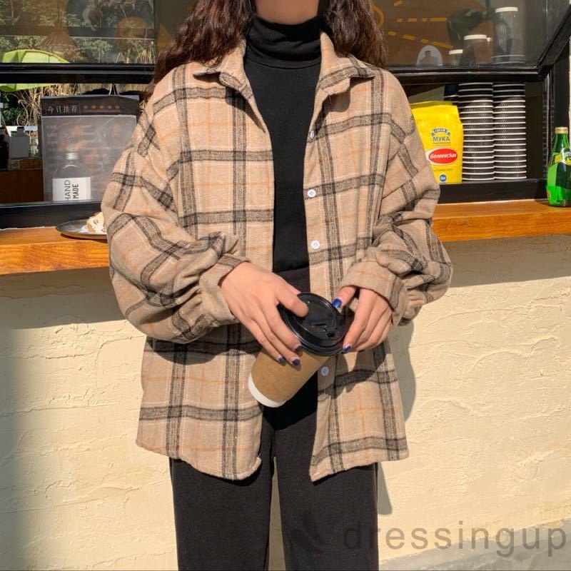 Áo Sơ Mi Tay Dài Họa Tiết Sọc Caro Màu Sắc Dành Cho Nữ