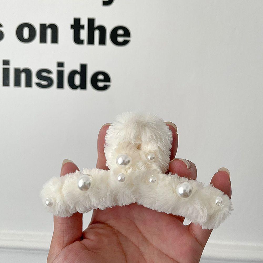 Kẹp Tóc Lông Xù Kiểu Dáng Hình Học Đơn Giản Thời Trang Thu Đông Dành Cho Nữ