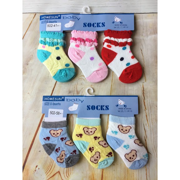 Set 3 đôi vớ cotton cho bé sơ sinh 0-6 và 6-10 tháng