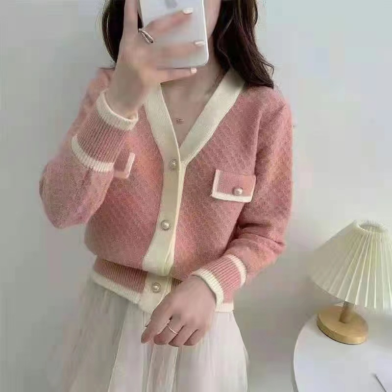 Áo Khoác Cardigan Dệt Kim Phong Cách Retro Pháp Thời Trang Mùa Xuân 2022 Mới
