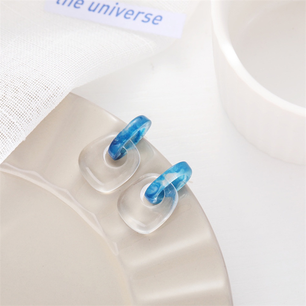 Bông Tai Hình Tròn Màu Xanh Dương Thời Trang Xinh Xắn Cho Nữ