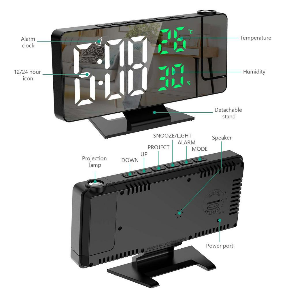 Đồng Hồ Báo Thức Điện Tử Màn Hình LED 7.8 "Đo Nhiệt Độ Và Độ Ẩm Không Khí Cho Phòng Ngủ / Văn Phòng
