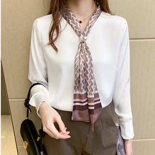 Đỏ Trắng 2 Màu Mùa Thu Satin Áo Sơ Mi Bé Gái Ruy Băng Top Dài Tay Cổ Chữ v Lụa Áo Sơ Mi