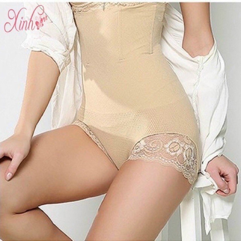 Quần gen nịt bụng có ren và thanh silicon chống cuộn Munafie GB02