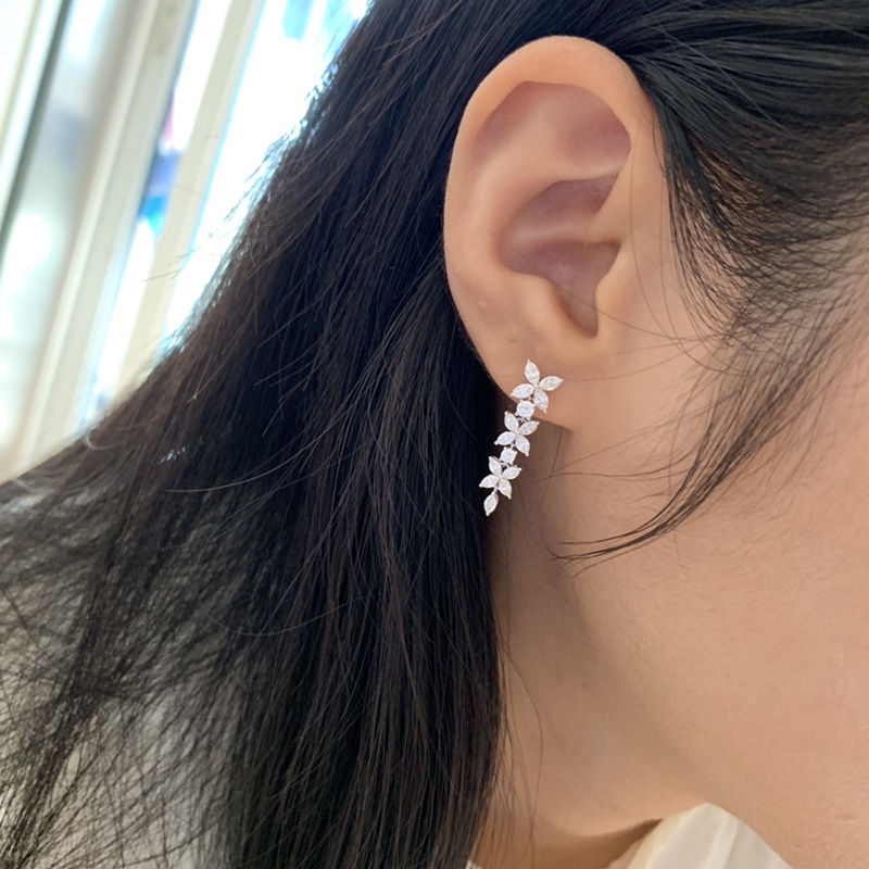 PINKDUDU Bông Tai Dáng Dài PD850 Bằng Hợp Kim Đính Đá Zircon Màu Hồng Thời Trang Cho Nữ