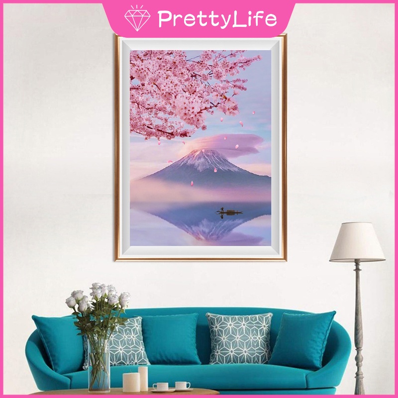 Bộ Tranh Đính Đá 5D Họa Tiết Phong Cảnh Nhật Bản Độc Đáo Kích Thước 40x50cm