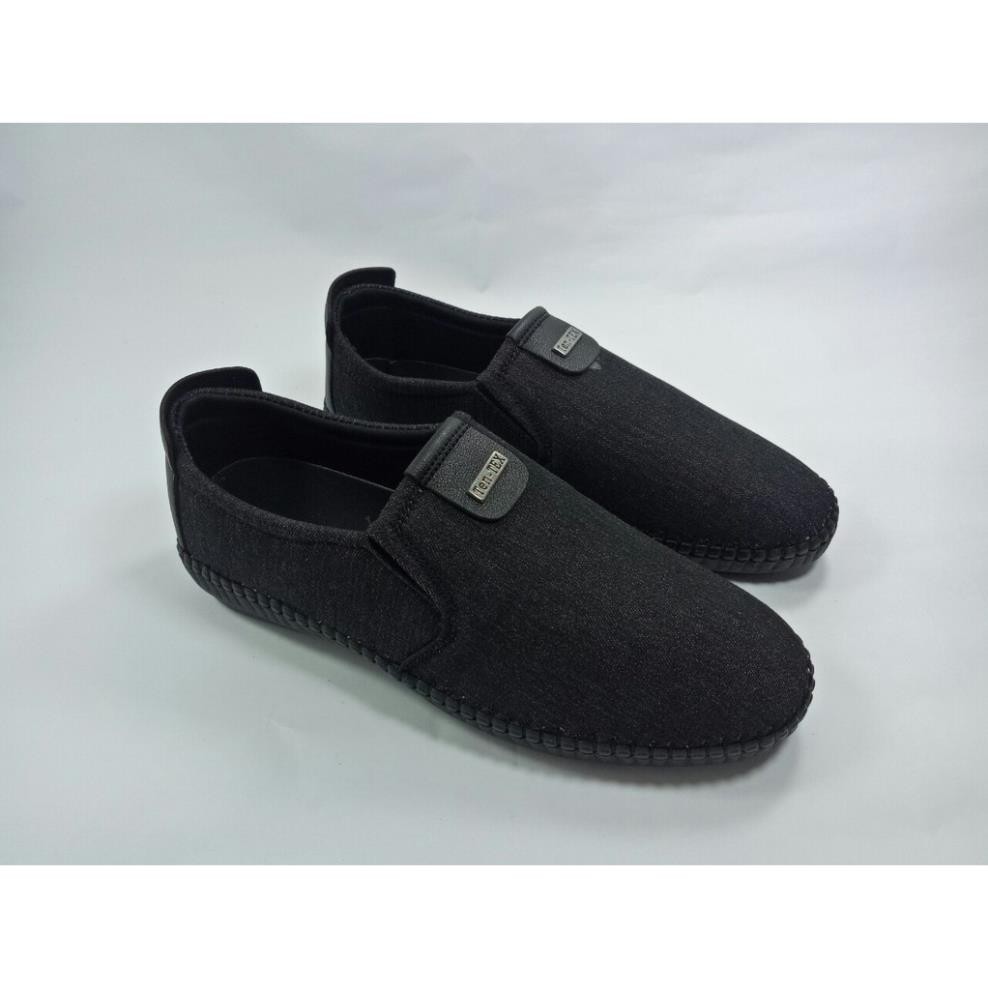Giày lười vải jean nam màu đen đế khâu chắc  X86fashion-VJEAN01