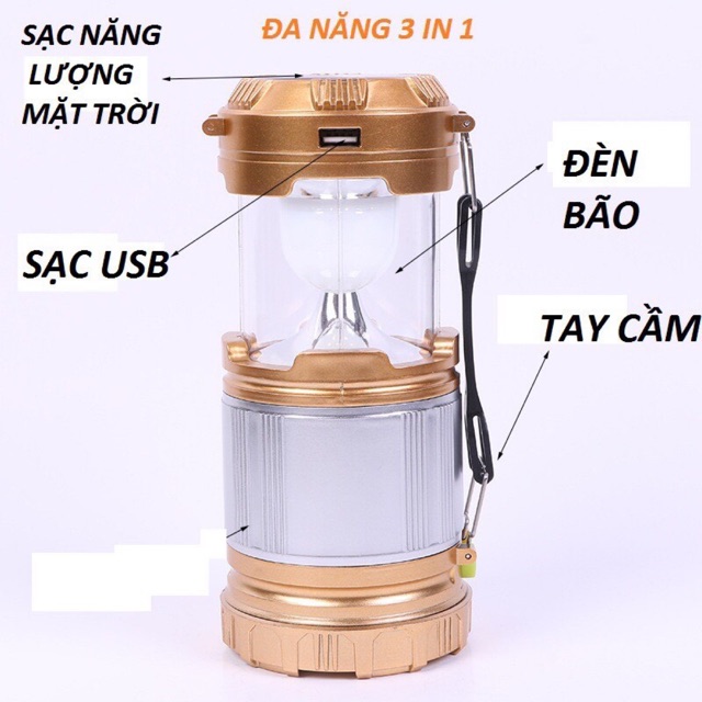 Đèn bão sạc điện loại 1 siêu sáng 4 chức năng - có thể sạc bằng pin mặt trời - thay thế sạc dự phòng điện thoại