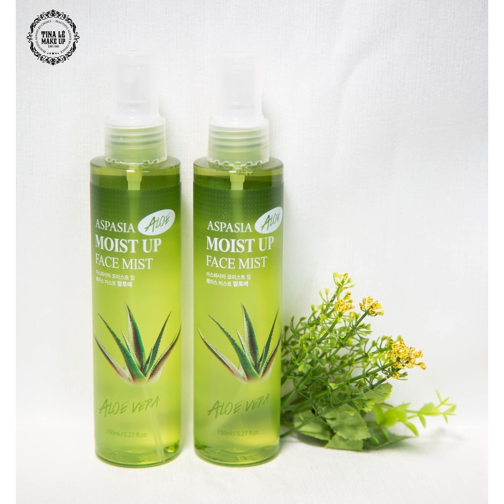 Xịt Khoáng chiết xuất Lô Hội Aspasia Moist Up Face Mist chứa nước tinh khiết và khoáng chất thiên nhiên có lợi cho da