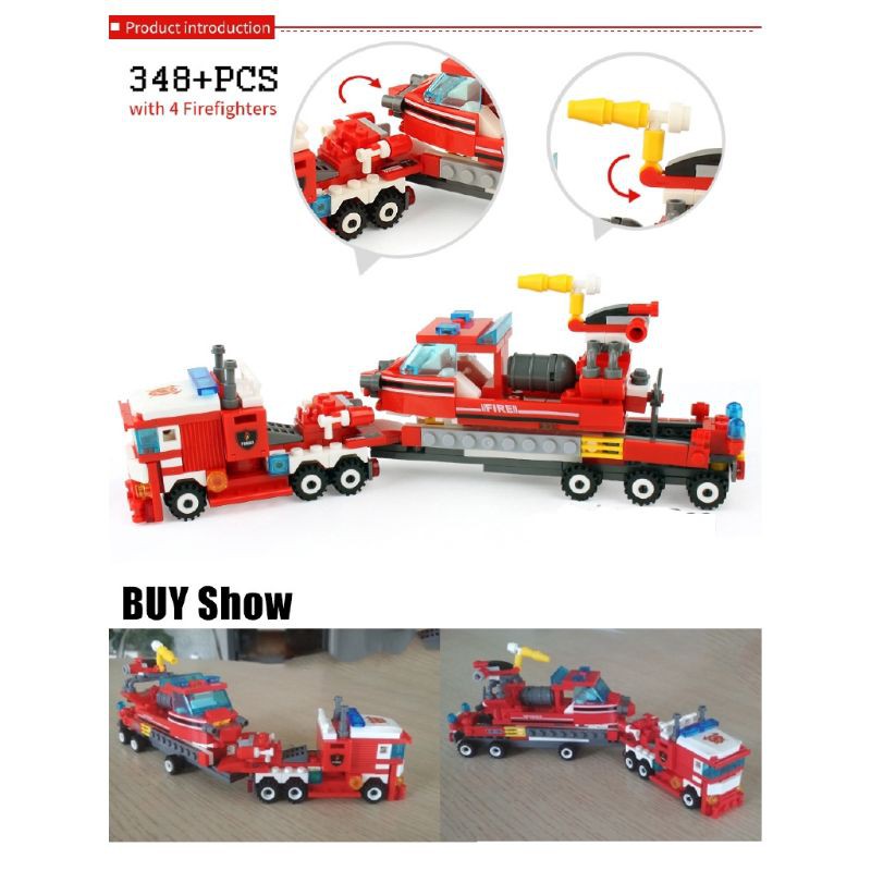 Đồ chơi kiểu Lego [368 chi tiết 4 trong 1] xếp hình - lắp ráp xe cứu hỏa