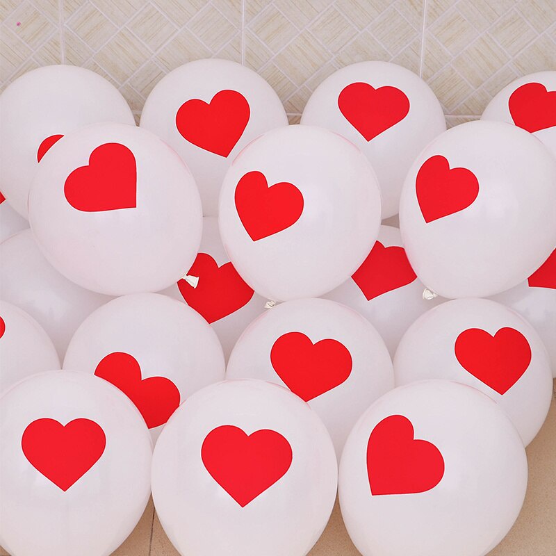Set 10 bong bóng latex 12 inch hình trái tim đỏ dùng trang trí tiệc cưới