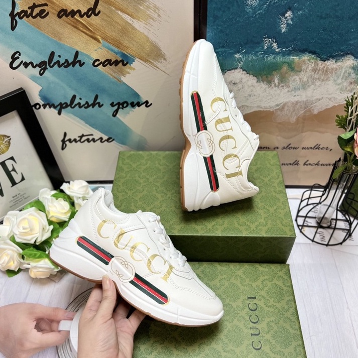 Giày Thể Thao Đế Độn GUC CI Nữ 💥SẴN MÀU TRẮNG💥Giày Tăng Chiều Cao 5P  A196