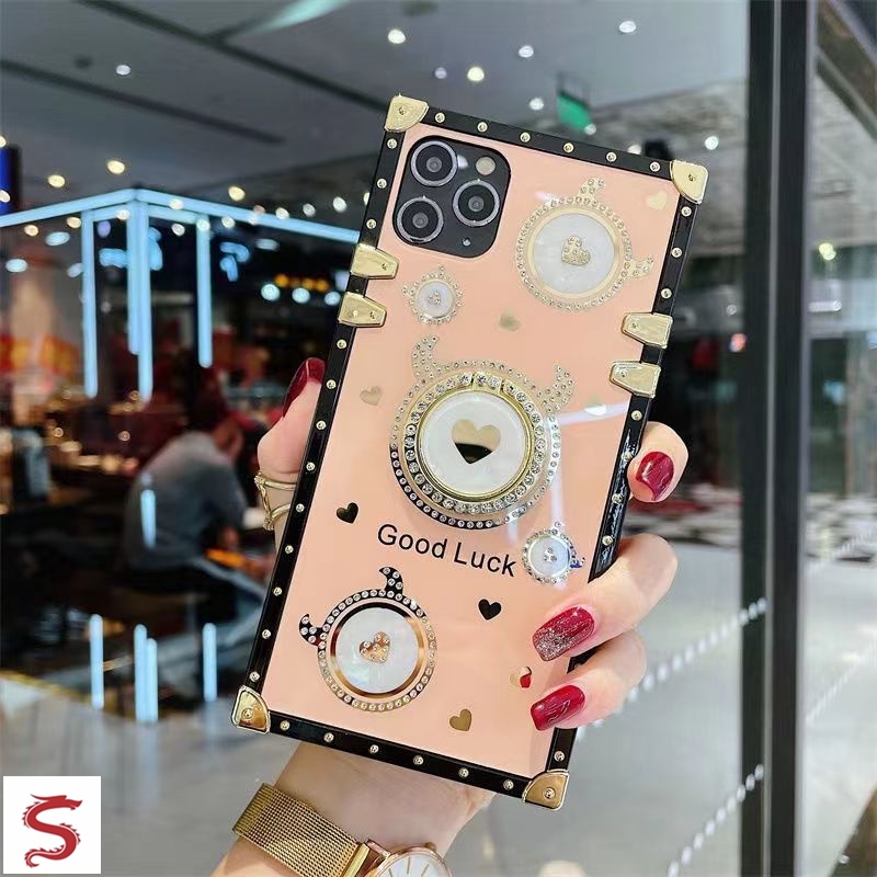 Ốp Điện Thoại Vuông Hình Cô Gái Bò Sữa Dễ Thương Cho IPhone 13 Pro Max 12 11 Pro Max XR XS Max 7 8 Plus