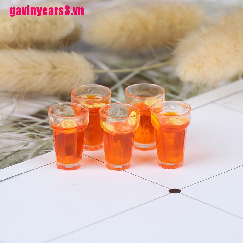 [GAV3]5Pcs 1:12 Dollhouse Miniature Food Lemon Tea Cups Doll House Drinks Model Toy