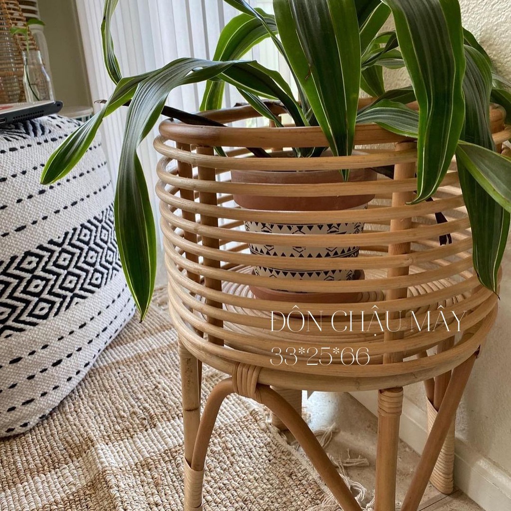 Đôn mây/ kệ chậu mây cao cấp làm thủ công phù hợp trang trí cho homestay, phòng khách, phòng ngủ, quán cf, cửa hàng