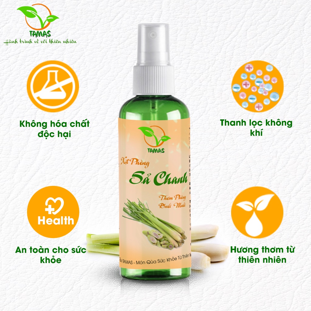 Combo 2 Chai Dung Dịch Xịt Đuổi Muỗi Và Côn Trùng, Xịt Phòng Sả Chanh TAMAS 100ml- Chai Xịt Tinh Dầu Đuổi Muỗi Cho Bé