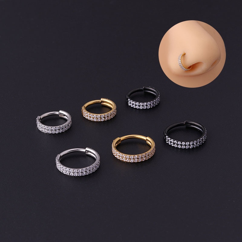 1 Khuyên Tai Thép Titan Hai Lớp 16G Đính Đá Zircon
