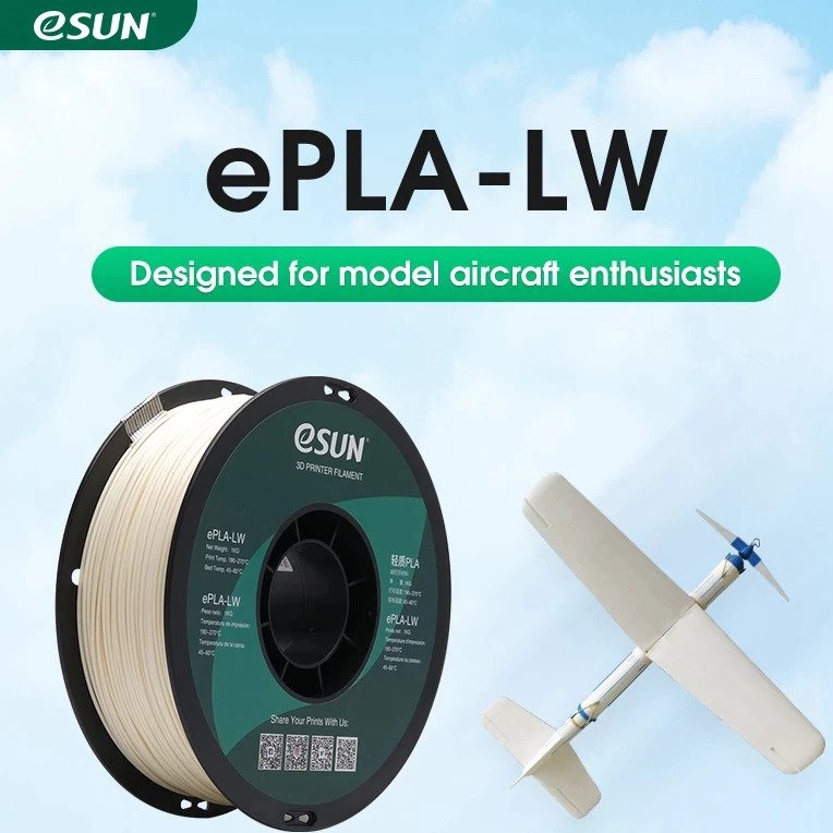 Nhựa in 3d trọng lượng nhẹ eSun ePLA-LW màu Natural 1kg/Cuộn