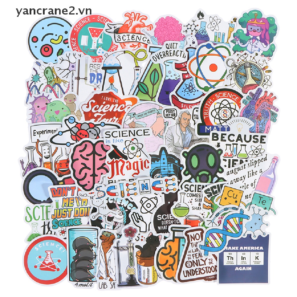 Set 100 Nhãn Dán Hóa Học Cho Laptop / Điện Thoại / Ván Trượt / Va Li