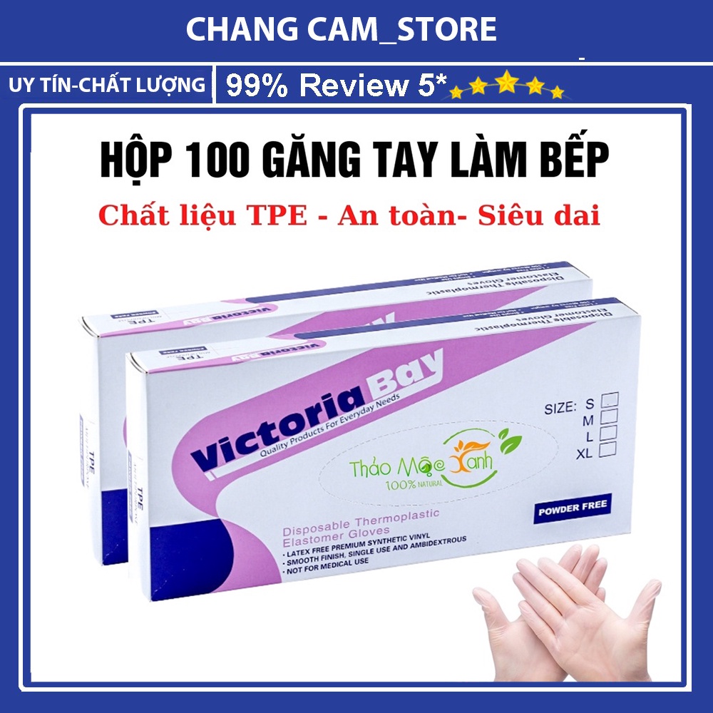 Găng tay nấu ăn làm bếp, siêu dai TPE không mùi chống nhăn hộp 100 chiếc
