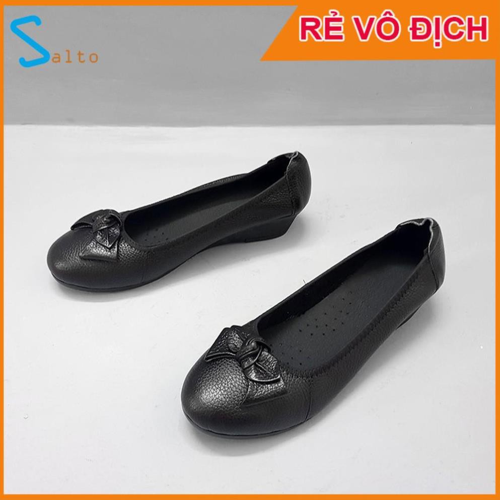 Giày Cao Gót 3cm Giày Đế Xuồng Nữ Da Thật Evelynv 3P0316 (Đen)
