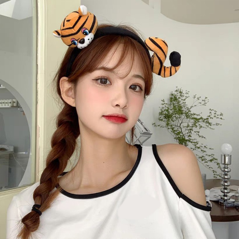 Flgo Băng Đô Cài Tóc Hình Hổ Hoạt Hình Có Đuôi Cho Búp Bê Trang Điểm