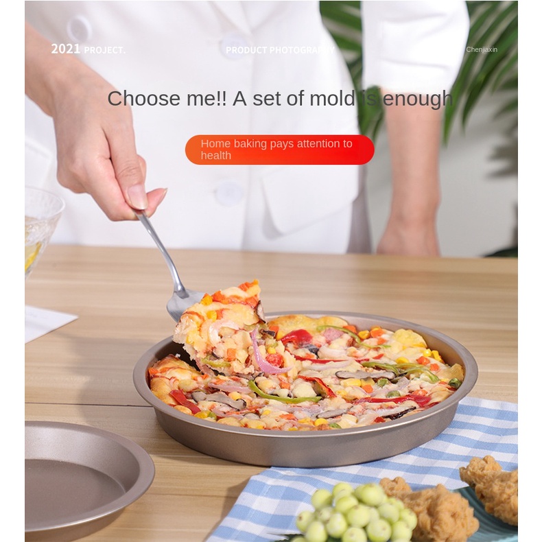 Khuôn Nướng Bánh pizza Hình Tròn Chất Liệu Thép carbon Chống Dính Kích Thước 6 / 7 / 8 / 9 inch