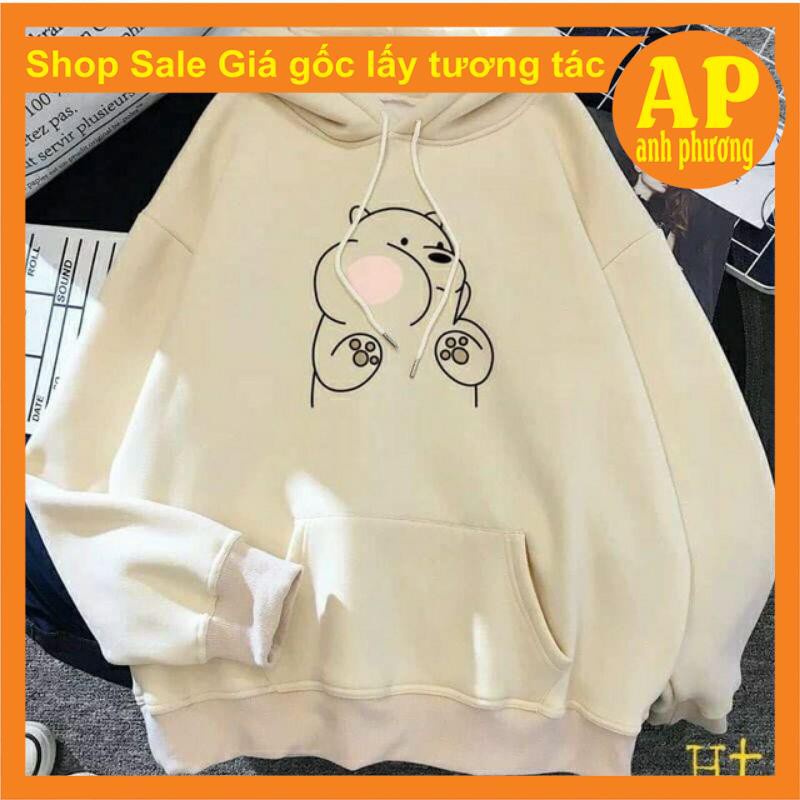 Áo hoodie basic gấu má phính Ht nỉ hodie nam nữ unisex forn thụng