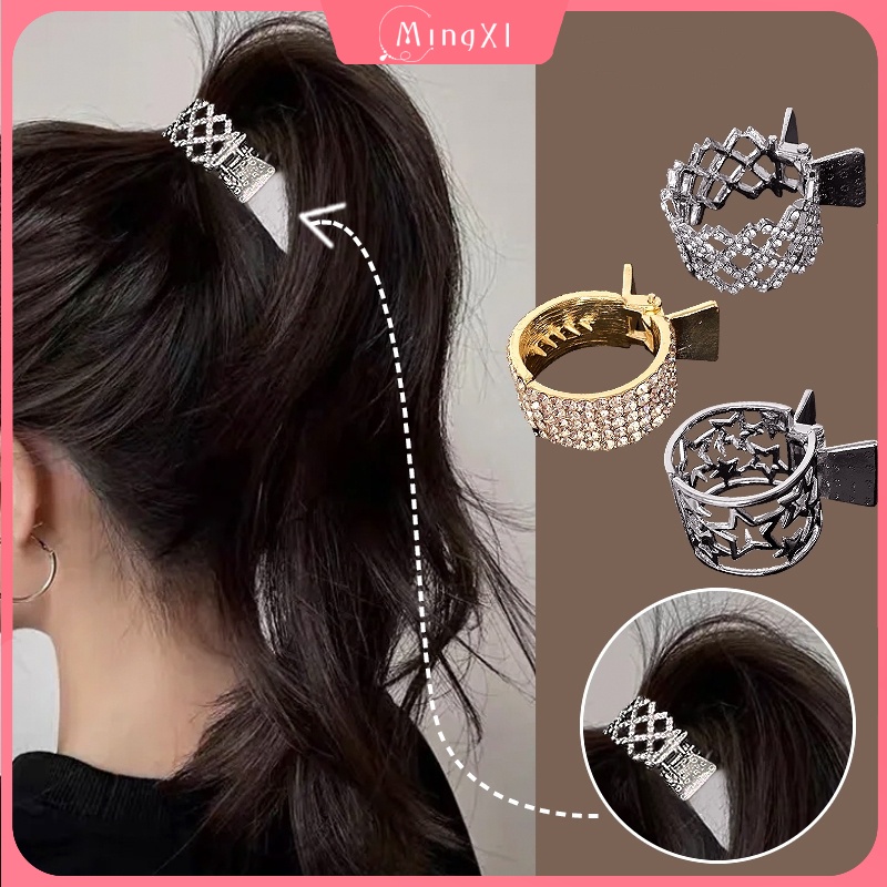 Kẹp Tóc Đuôi Ngựa Bằng Kim Loại Đính Đá Nhiều Kiểu Dáng Phong Cách Hàn Quốc Thời Trang