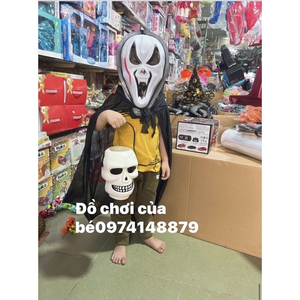 Áo choàng in hình trái bí 90cm,120cm, 1m4 hoá trang lễ hội Halloween