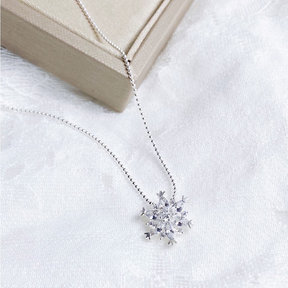 Dây chuyền bạc nữ mặt hoa tuyết lấp lánh, mẫu dây bi phong cách trẻ trung cá tính