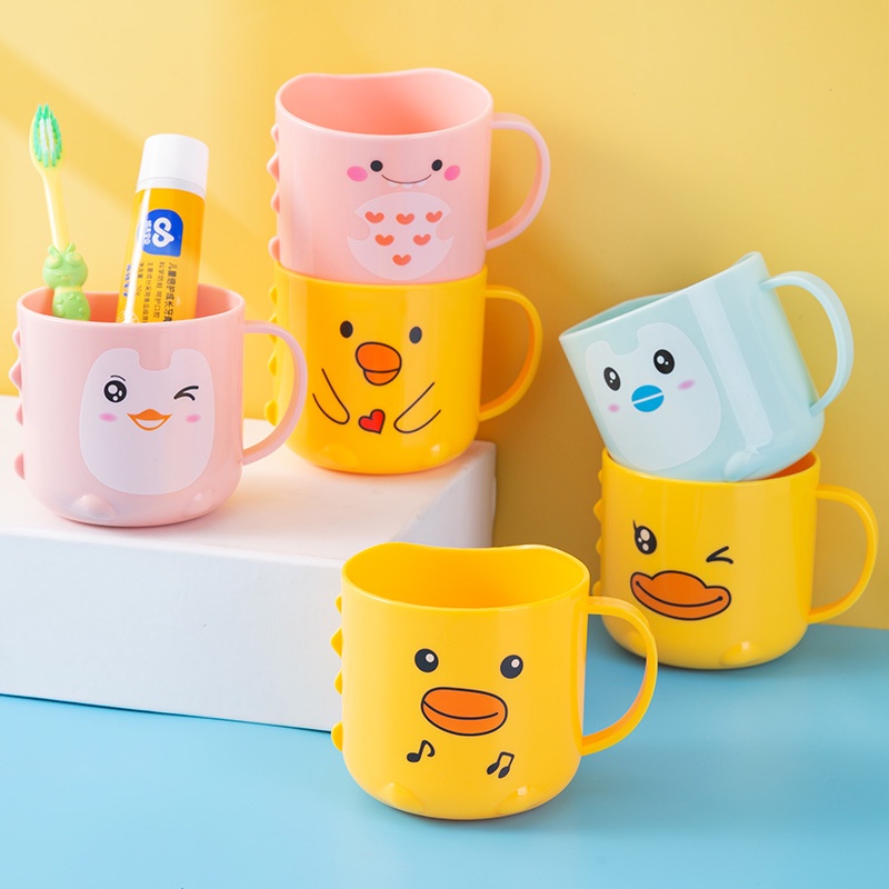 Cốc đánh răng hình thú đáng yêu cho bé - Cốc đánh răng hình con vật, con vịt, cánh cụt, khủng long nhiều màu cho bé