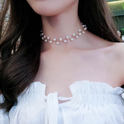 Vòng cổ choker phối hạt đen thiết kế thanh lịch cho nữ