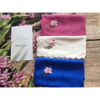 Khăn Mùi Xoa Thêu Tay Hoa Sen