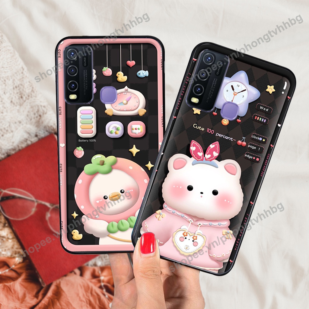 Ốp lưng Vivo Y30 / Y50 gấu,thỏ trắng , đồng hồ dễ thương cute cực đẹp