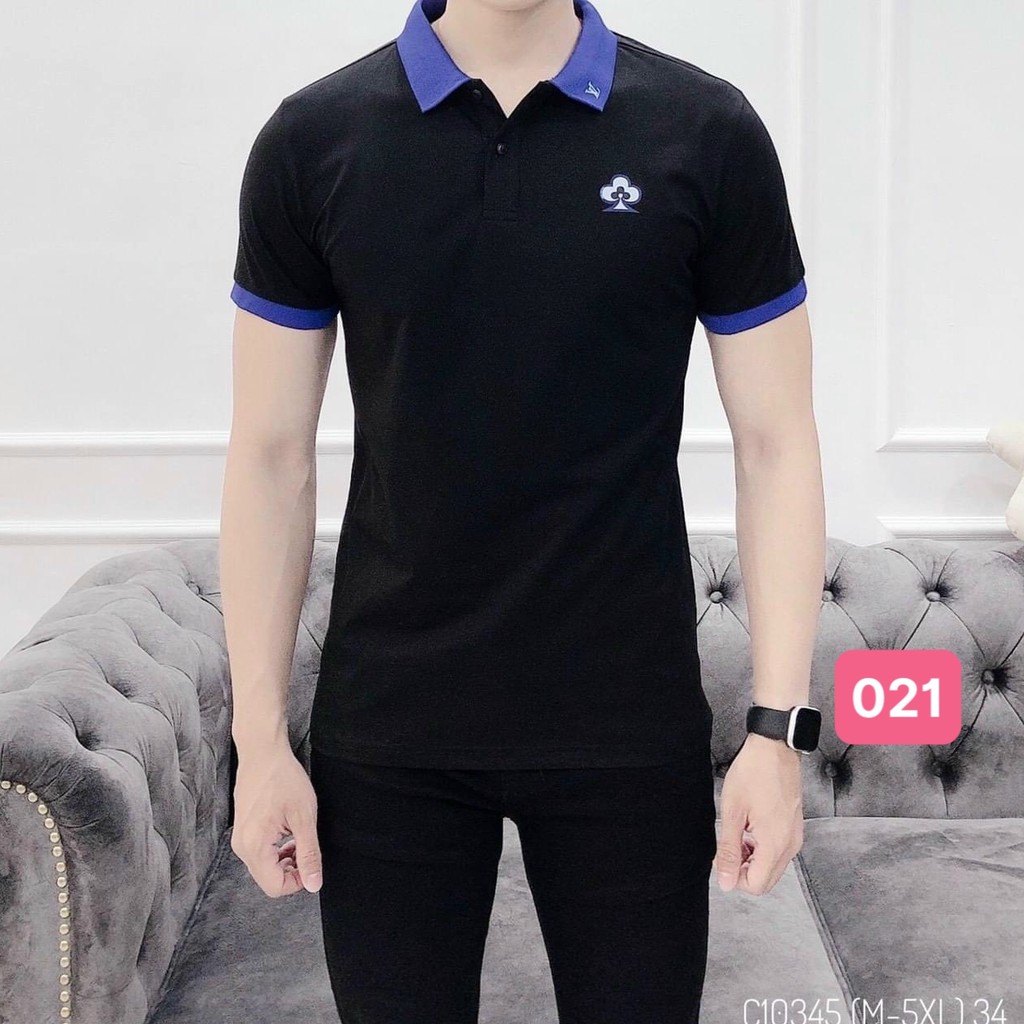 Áo thun nam polo cổ trụ màu trắng đen chất vải cotton dày dặn co giãn tay ngắn, phông nam đẹp Hado017 nhiều mẫu