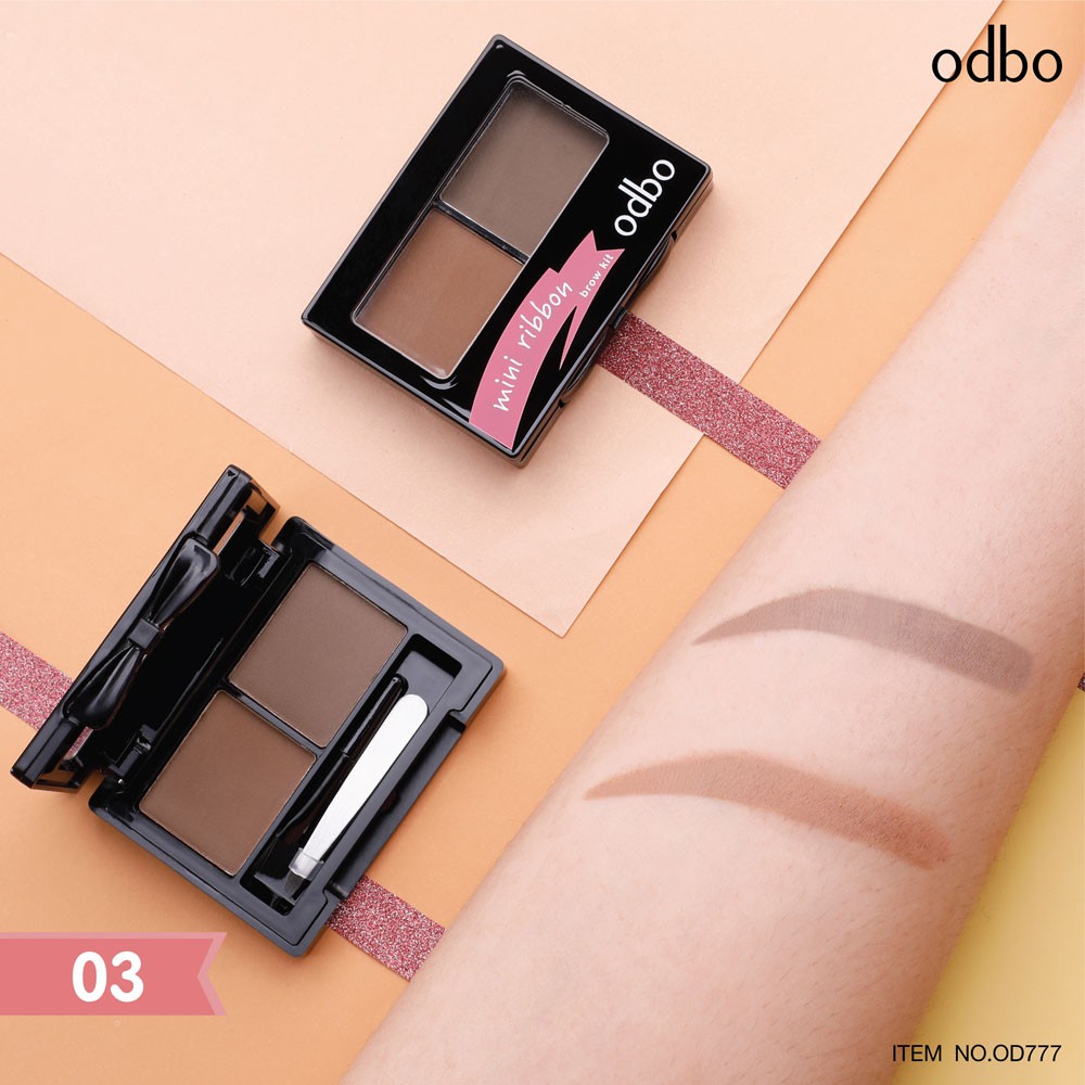 Chì Kẻ Mày Sắc Nét Odbo dạng bột 2 màu sắc nét - kèm cọ  OD777 5g odbo Mini Ribbon Brow Kit OD777❤️