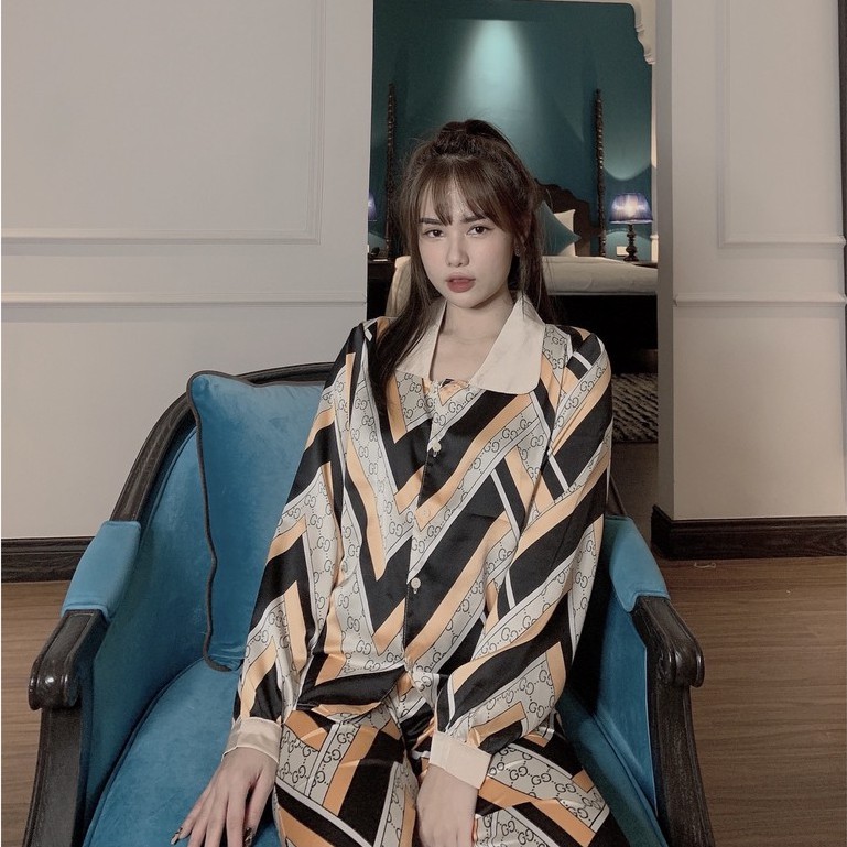 Đồ ngủ nữ LYNS đồ bộ pijama nữ chất lụa satin dài tay bộ ngủ Cao Cấp mềm mịn, dễ chịu.
