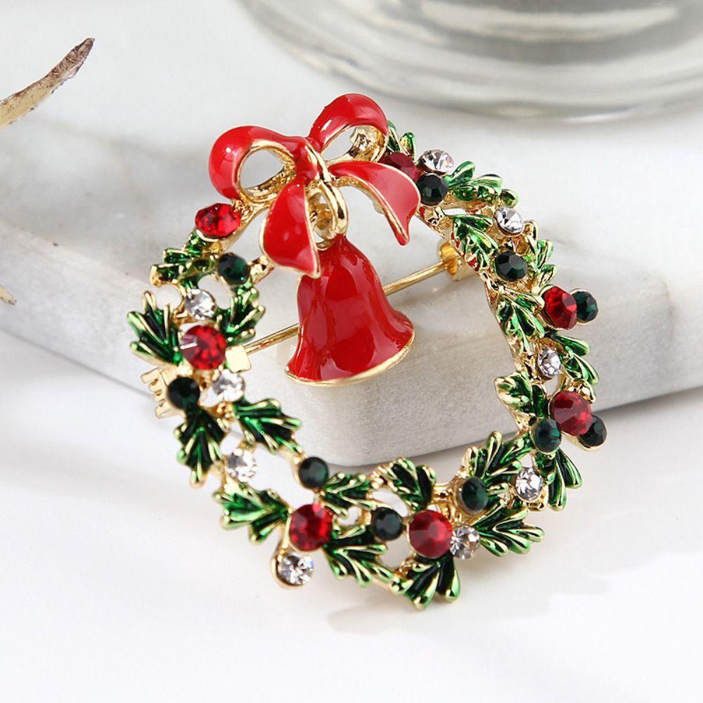 Ghim Cài Cổ Áo Sơn Dầu Mini Cho Nữ|Vòng Hoa Treo Trang Trí Giáng Sinh Bằng Hợp Kim Xinh Xắn