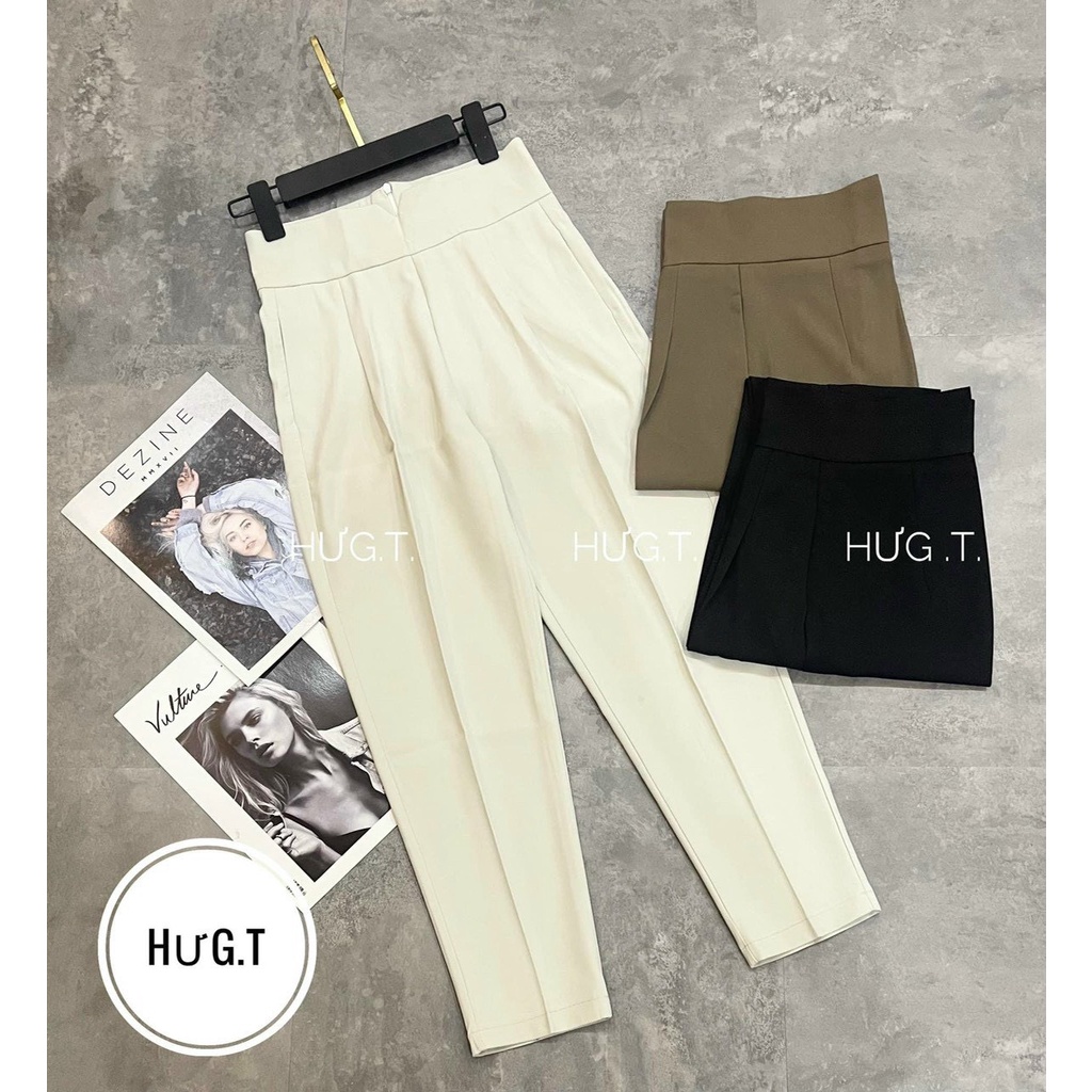 Quần ống rộng suông nữ lưng cao khóa trước 1 khuy vải tuyết mưa ( KHÓA TRƯỚC )